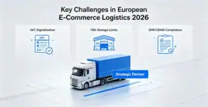 The key challenges reshaping European e-commerce logistics in 2026, from VAT digitalization to FBA storage and EPR/CBAM compliance, positioning logistics as a strategic partner.