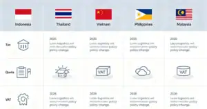 Comparing 2026 logistics policies across five Southeast Asian countries