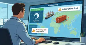 AI provides early warnings for operational disruption risks—such as typhoons and port congestion—and offers alternative solutions.