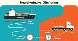 Comparing long shipping routes vs. fast local delivery.