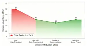 Combining three methods cuts emissions by 34%, a strategy from a knowledgeable freight forwarder.