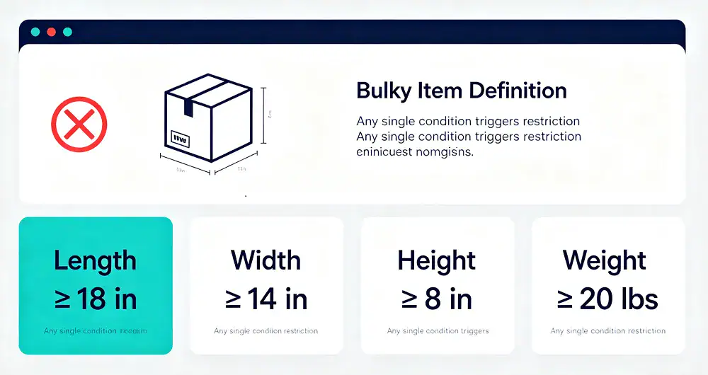 Bulky product size and weight rules