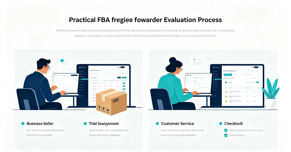 Practical forwarder evaluation including quotations, trial shipments, tracking, and service checks.