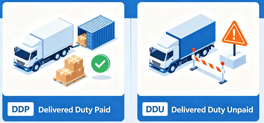 DDP and DDU shipping terms comparison.