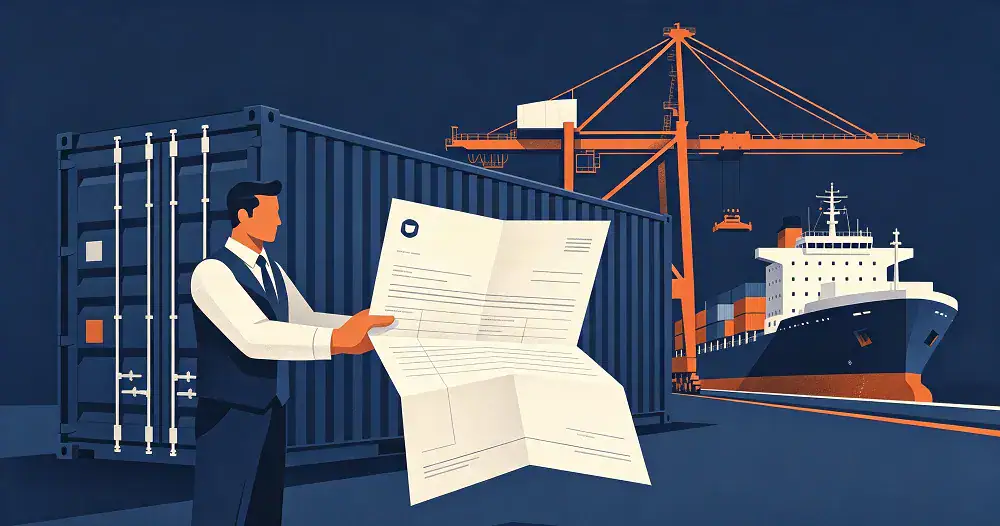 Shipping document representing cargo ownership at port.