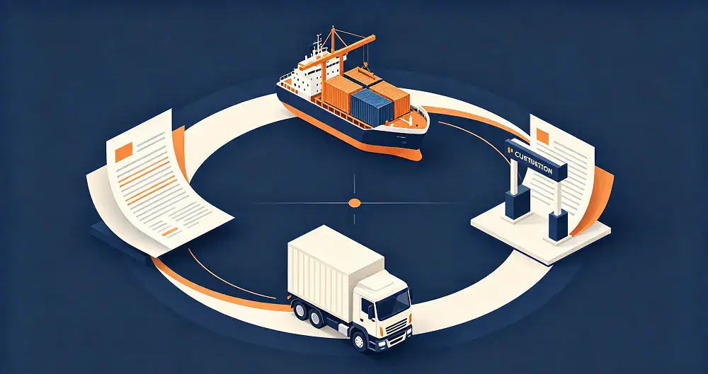 Three documents linked in smooth customs clearance workflow.