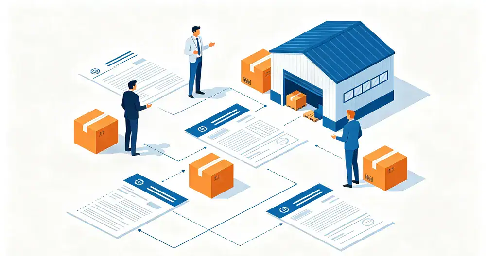 Explainer showing importer, logistics provider, and warehouse roles