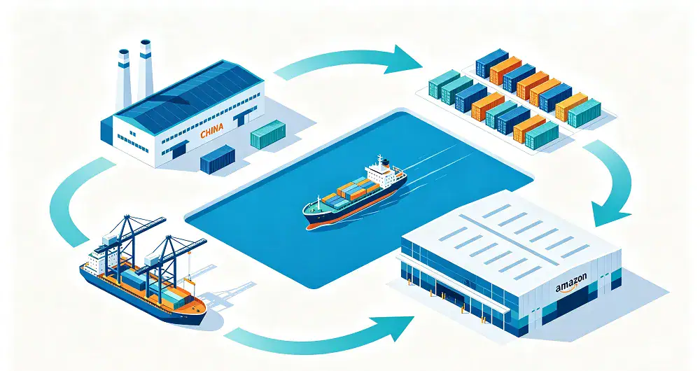 Visual overview of FBA shipping from factory to fulfillment center