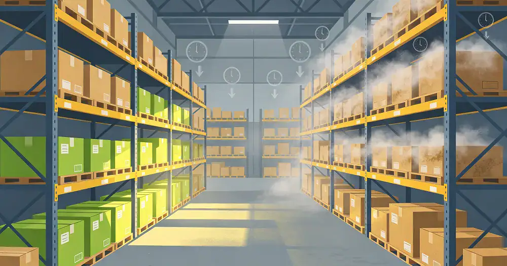 Warehoused inventory sits longer, accumulating storage and aging surcharges over time.