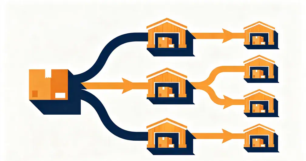 Inventory routing choices create different cost distributions across warehouses.