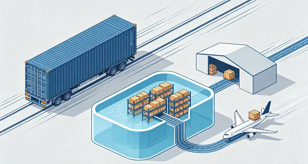 Hybrid shipping strategy combining ocean containers and air cargo top-ups.