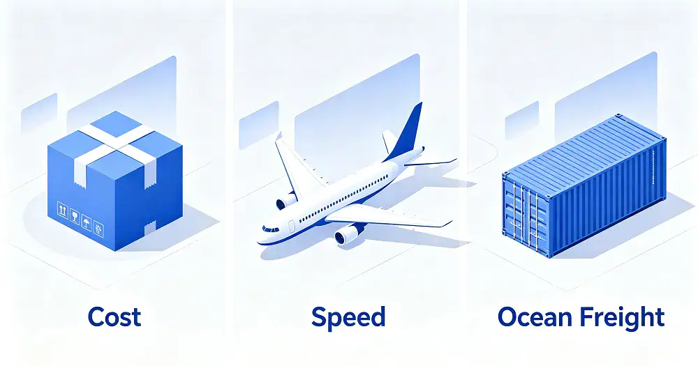 Express, air, and ocean freight compared visually