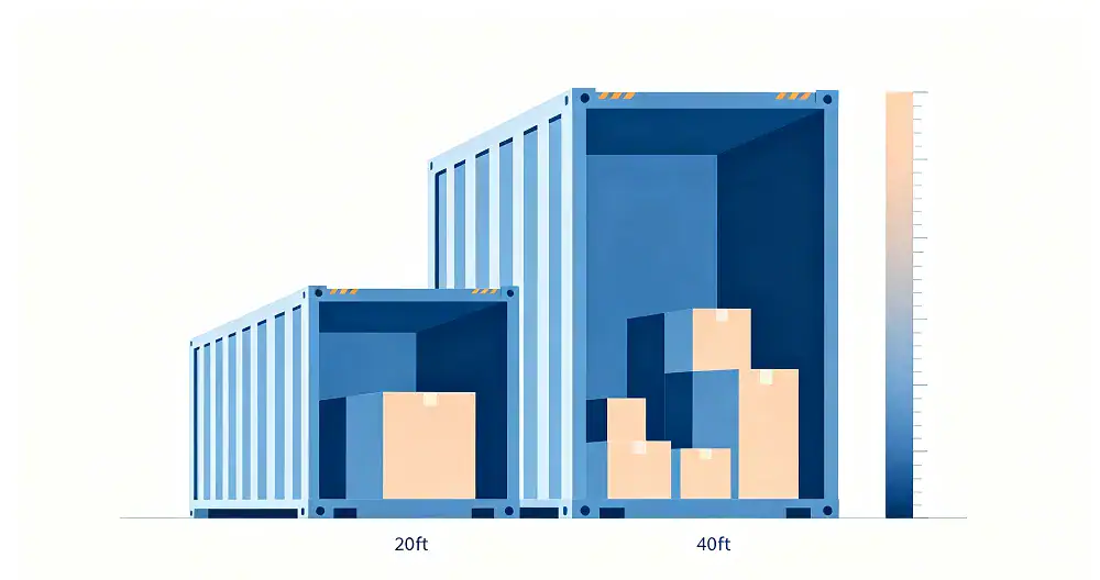 20ft and 40ft container sizes compared side by side.