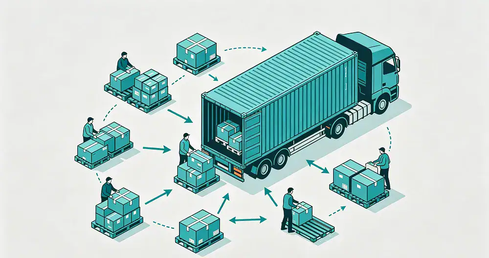 Shared container consolidation for smaller shipments.